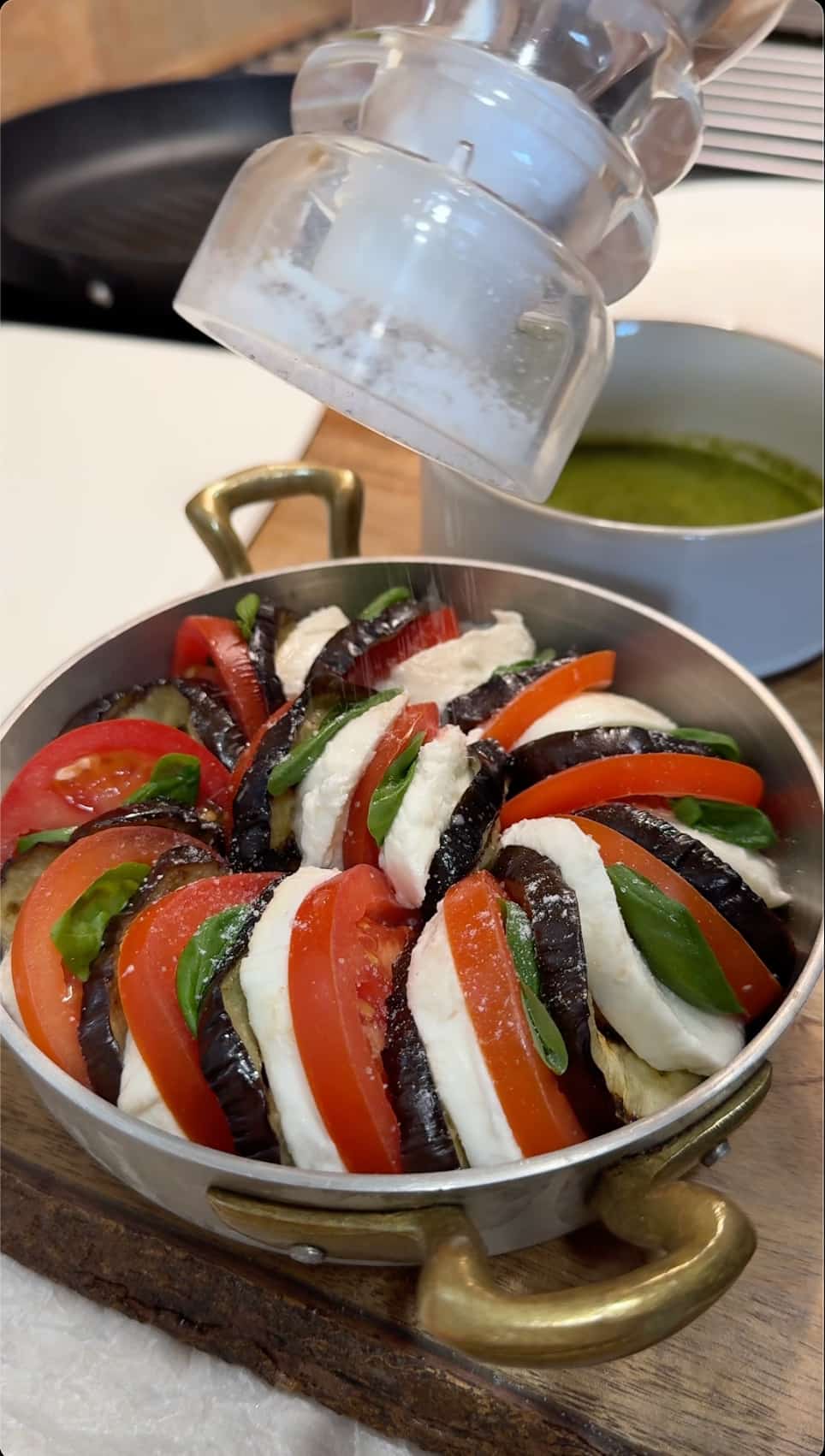 Eggplant & Tomato Hot Caprese Salad