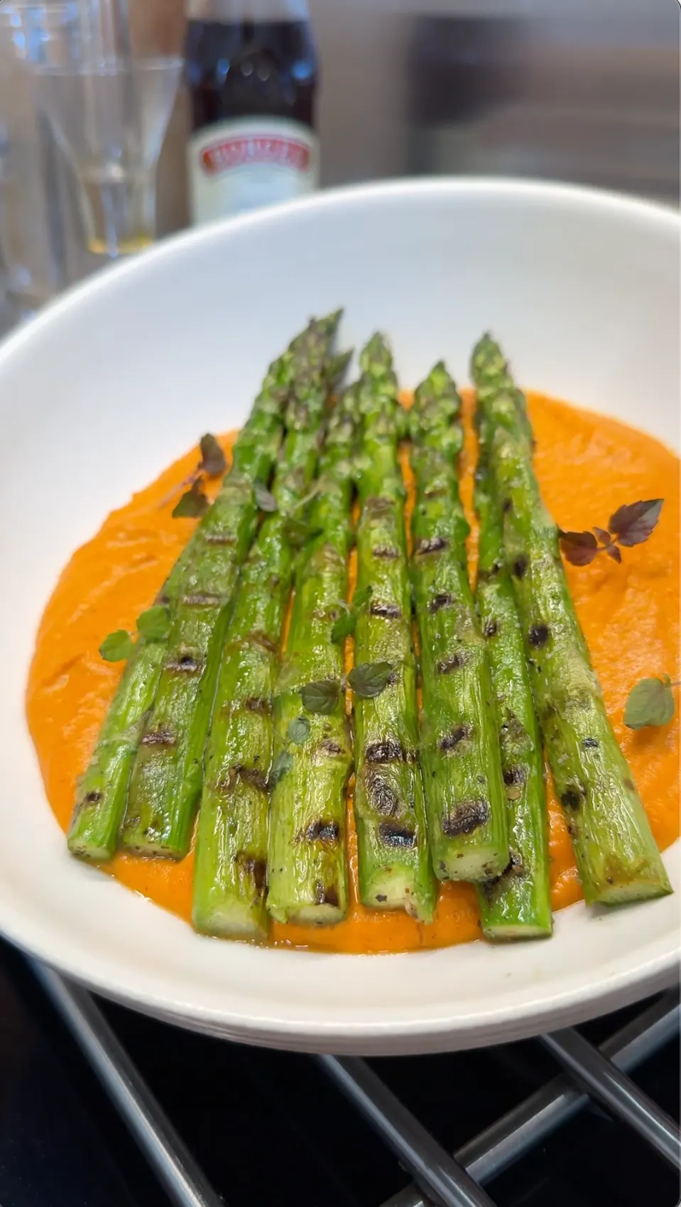 Grilled Asparagus with Romesco Sauce