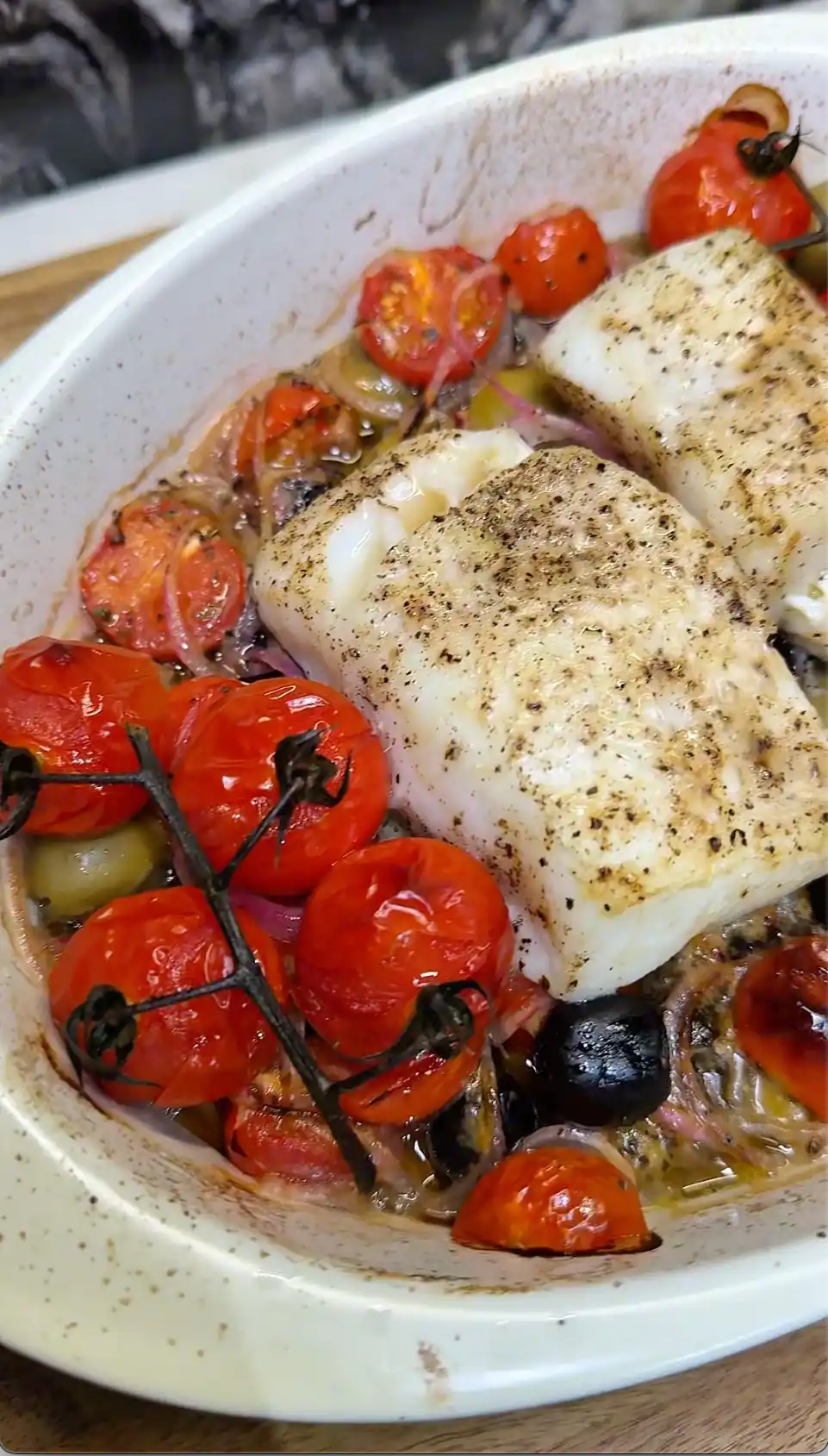 Mediterranean Baked Cod Fresh, simple, and bursting with flavor!