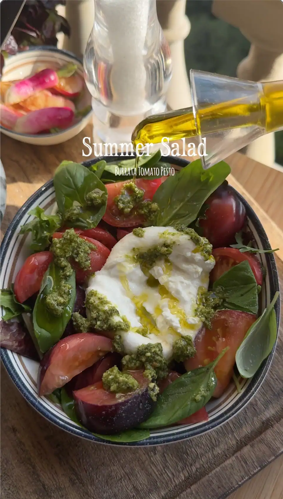 Fresh Tomato Burrata Salad with Basil Pesto