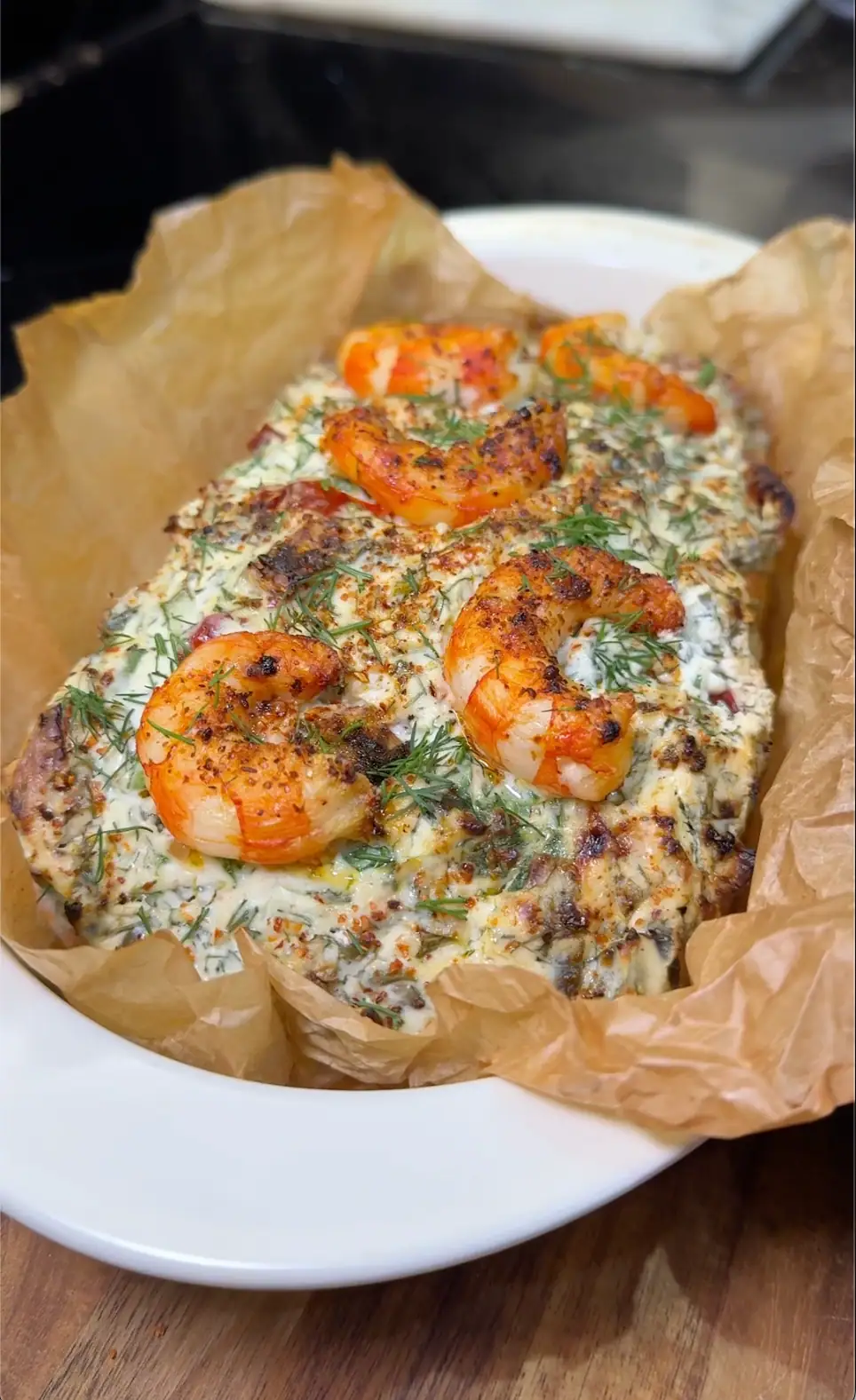 Juicy Salmon with Shrimp & Creamy Topping