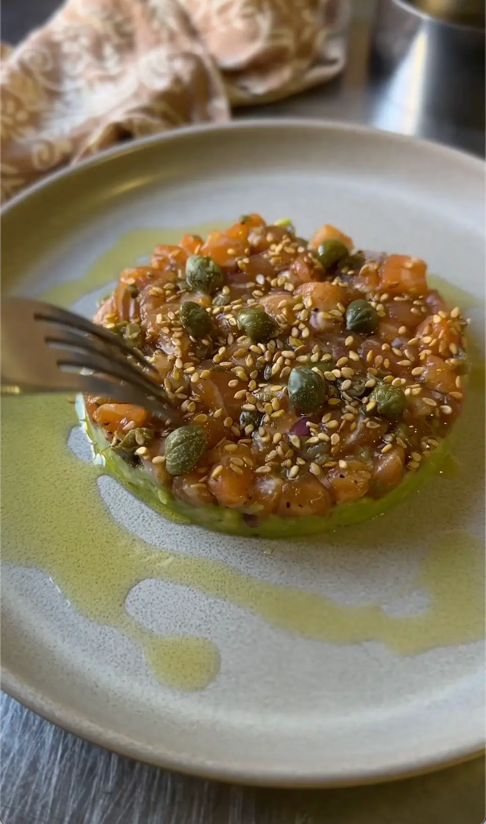 Salmon Tartare with Avocado Puree