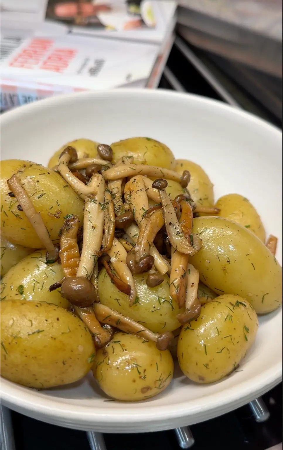 Pan-Roasted Garlic Mushrooms and Baby Potatoes