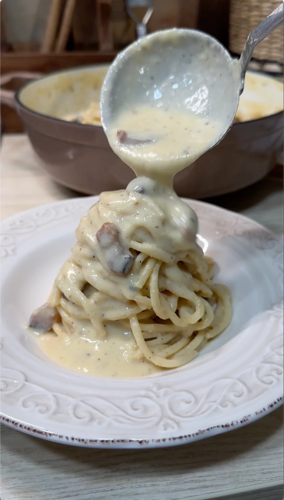 Pasta Carbonara according to the original Roman recipe, which fascinates me endlessly