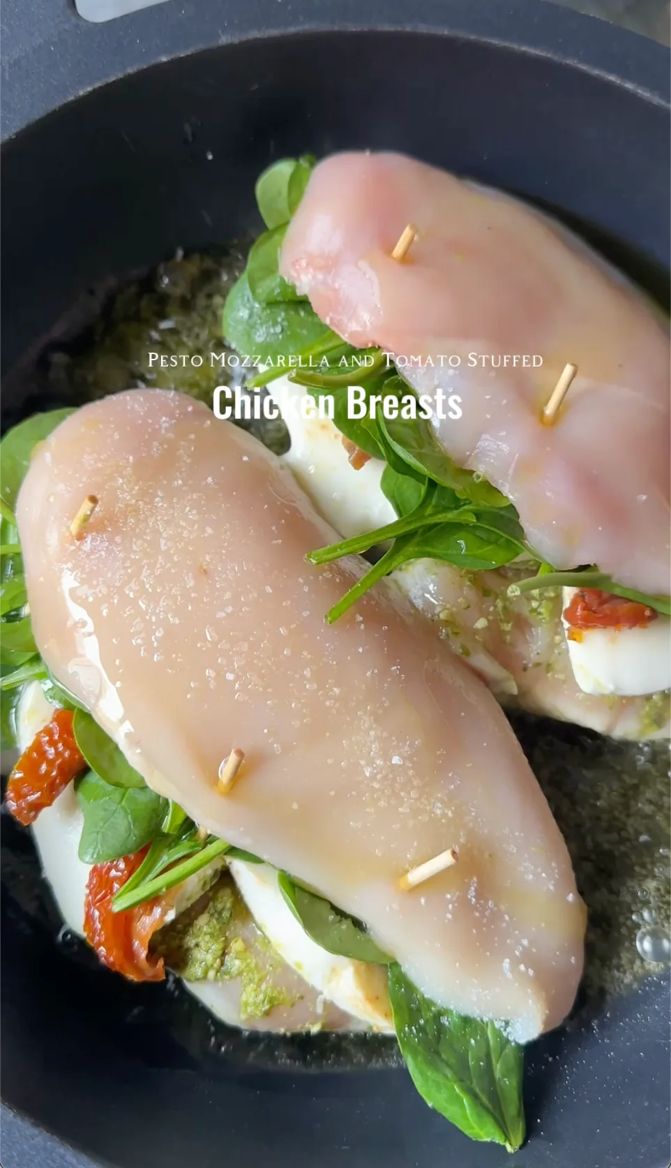 Pesto Mozzarella and Tomato Stuffed Chicken Breasts