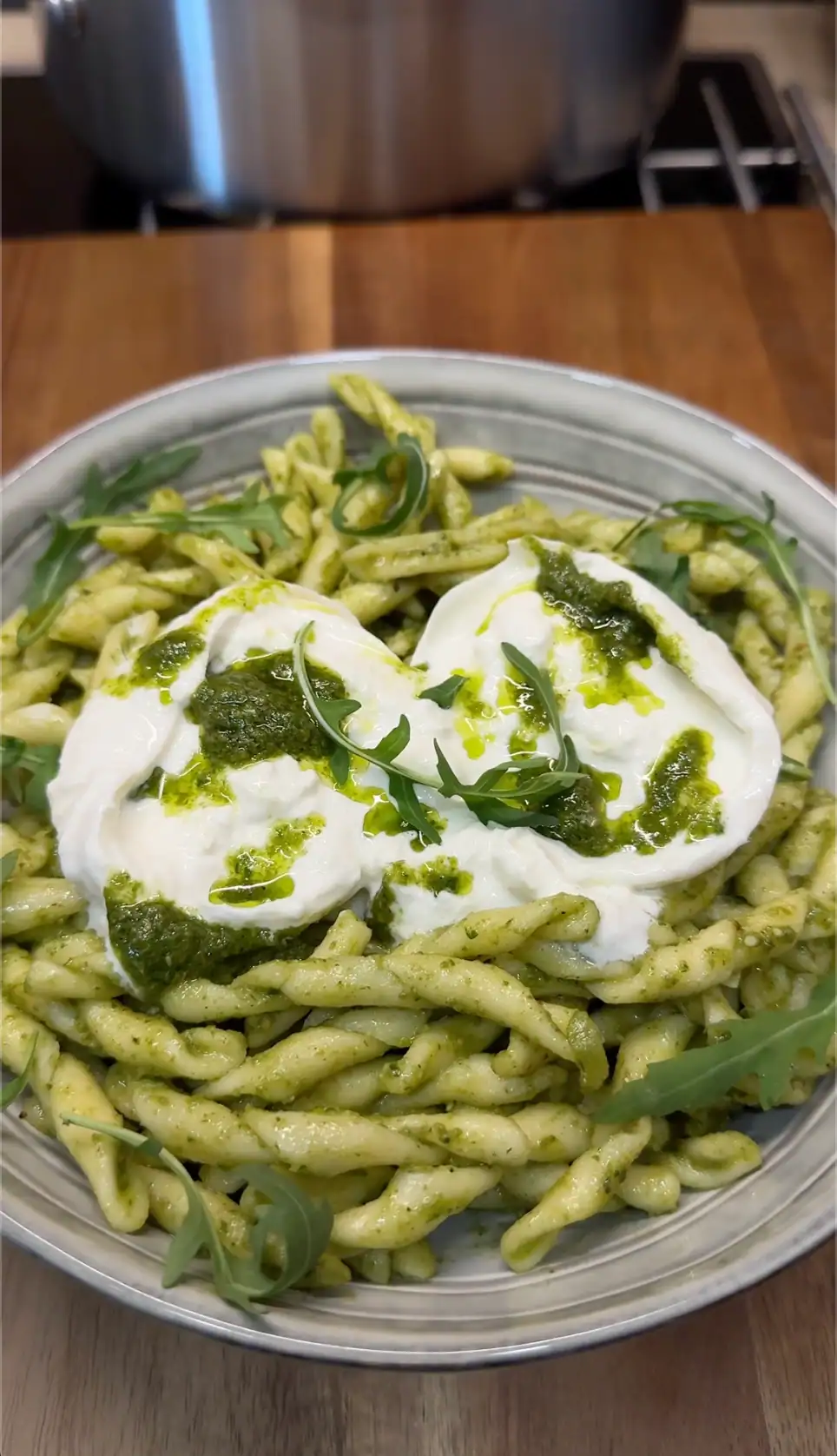 TROFIE PASTA WITH ARUGULA PESTO & BURRATA