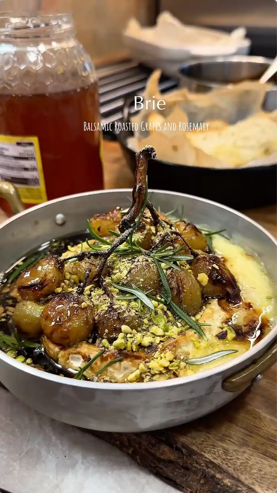 Baked Brie with Balsamic Roasted Grapes and Rosemary