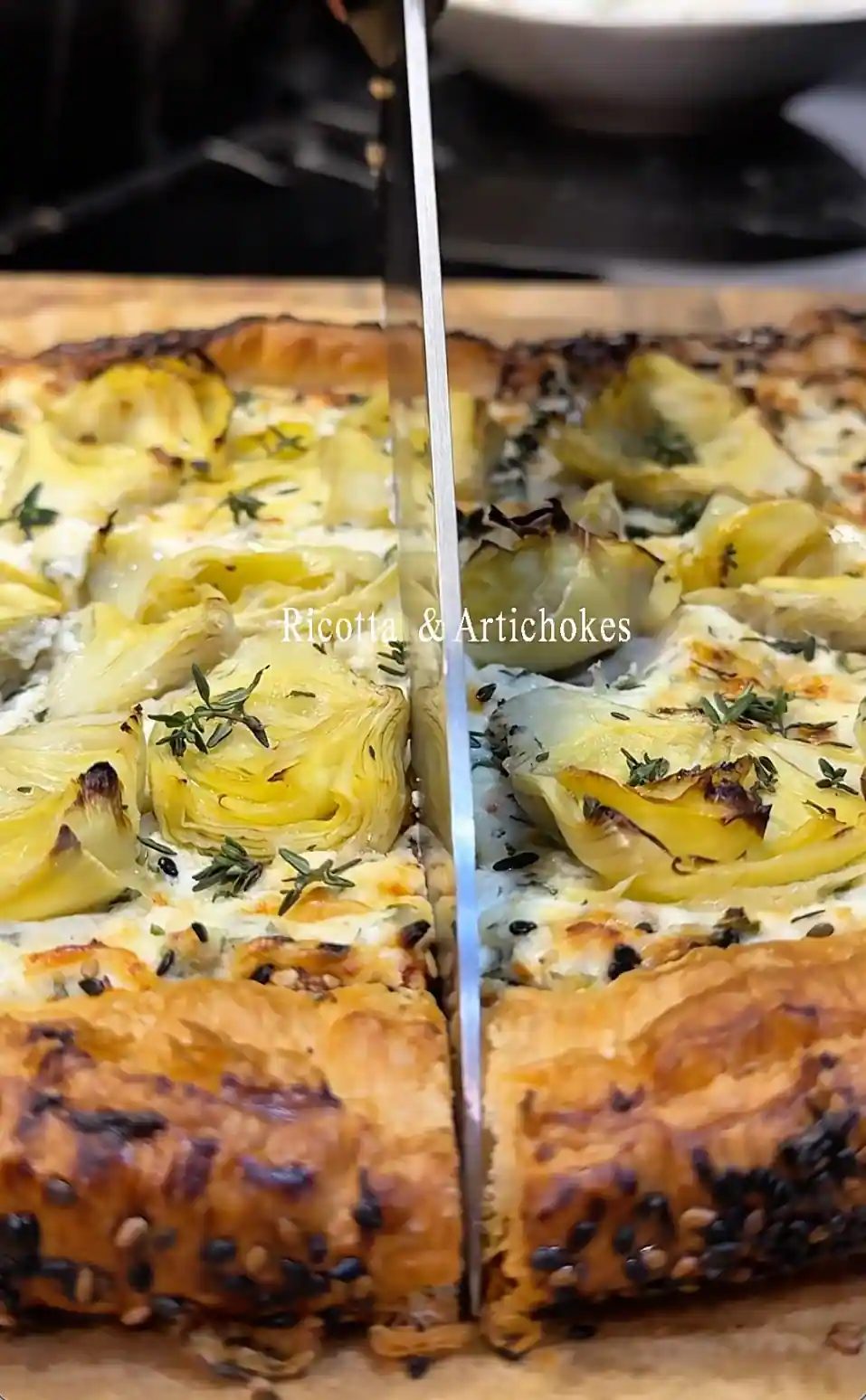 Flaky Puff Pastry with Gruyere, Ricotta & Artichokes