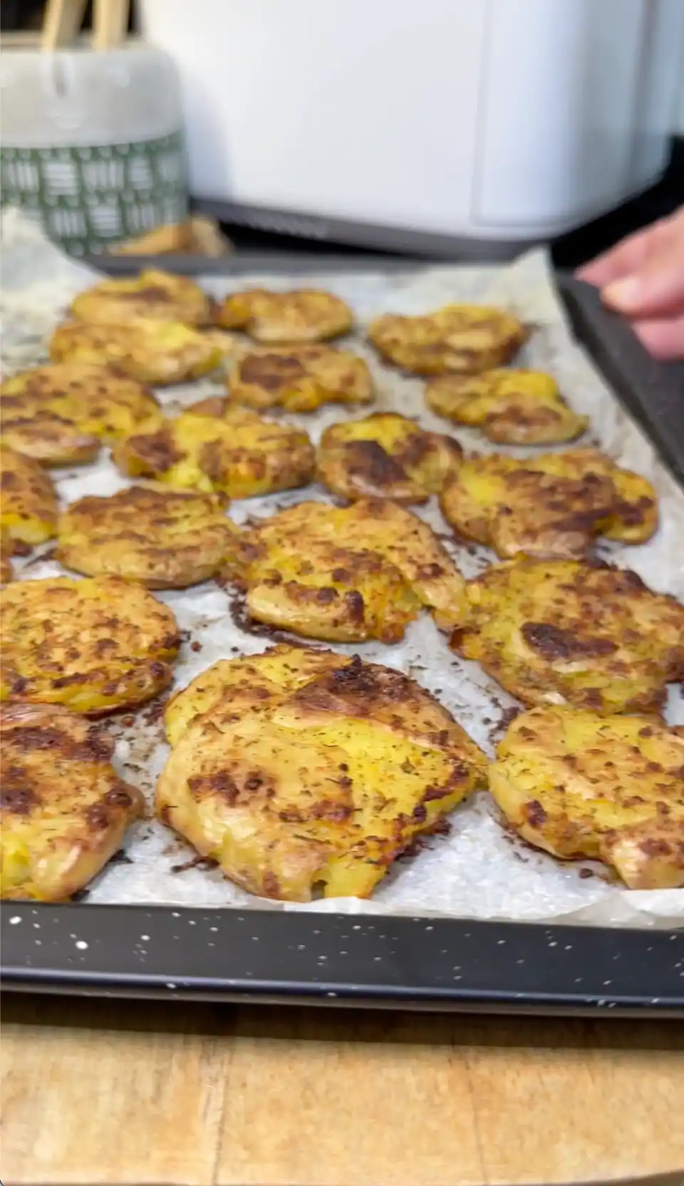Crispy Parmesan Baby Potatoes with Smoky Yogurt Dip